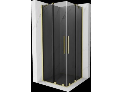 MEXEN/S - Velar Duo sprchový kout, posuvné dveře 80 x 80, grafit, zlato kartáčovaná 871-080-080-42-55