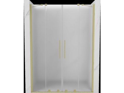 MEXEN/S - Velar Duo posuvné sprchové dveře 140, dekor, zlatá kartáčovaná 871-140-000-32-55