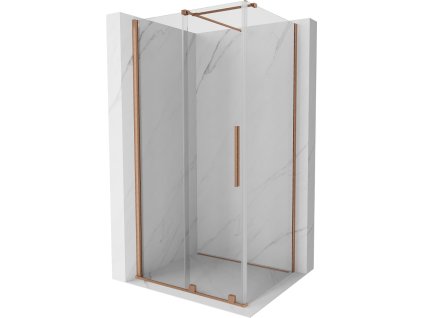 MEXEN/S - Velar sprchový kout 130 x 100, transparent, kartáčovaná měď 871-130-100-01-65