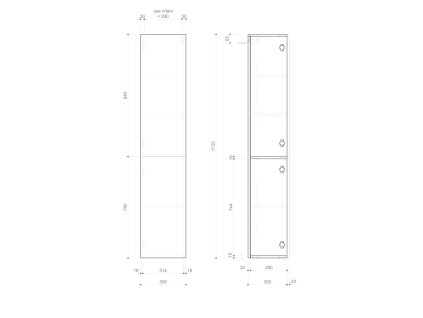 SAPHO - ESPACE skříňka 35x172x32cm, 2x dvířka, levá/pravá, dub alabama strip ESC230-2322