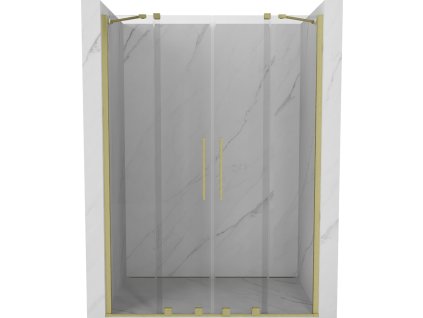 MEXEN/S - Velar Duo posuvné sprchové dveře 140, transparent, zlato kartáčovaná 871-140-000-02-55