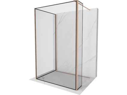 MEXEN/S - Kioto Sprchová zástěna WALK-IN 120 x 70 x 40, černý vzor, měď kartáčovaná 800-120-070-221-65-70-040