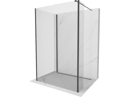 MEXEN/S - Kioto Sprchová zástěna WALK-IN 125 x 90 x 30, transparent, černá 800-125-090-221-70-00-030