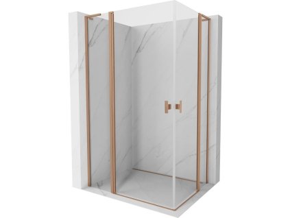 MEXEN/S - Mist L Duo sprchový kout dveře křídlové 115 x 100, transparent, měď kartáčovaná 8A4L-115-100-65-00