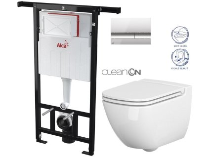 ALCADRAIN Jádromodul - předstěnový instalační systém s chromovým tlačítkem M1721 + WC CERSANIT CLEANON CASPIA + SEDÁTKO AM102/1120 M1721 CP1