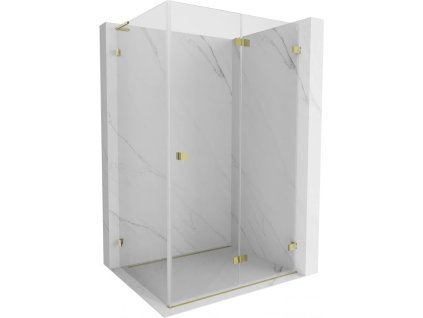 MEXEN/S - Lunar-F L sprchový kout skládací dveře pravá 90 x 70, transparent, zlato 836L-090-070-50-00-P