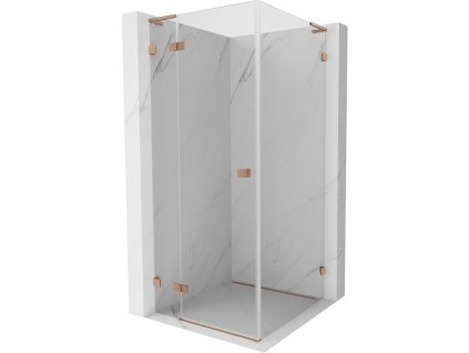 MEXEN/S - Lunar L sprchový kout dveře křídlové levá 70 x 70, transparent, měď kartáčovaná 834L-070-070-65-00-L