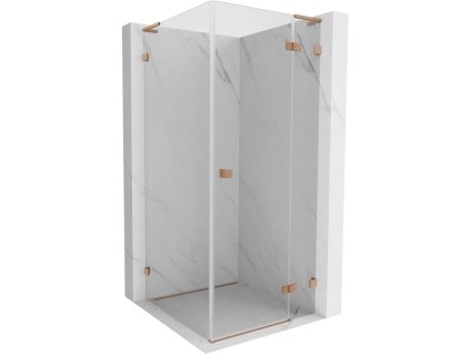 MEXEN/S - Lunar L sprchový kout dveře křídlové pravá 70 x 70, transparent, měď kartáčovaná 834L-070-070-65-00-P