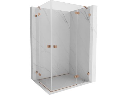 MEXEN/S - Lunar Duo sprchový kout dveře křídlové pravá 80 x 75, transparent, měď kartáčovaná 834-080P-075L-65-00