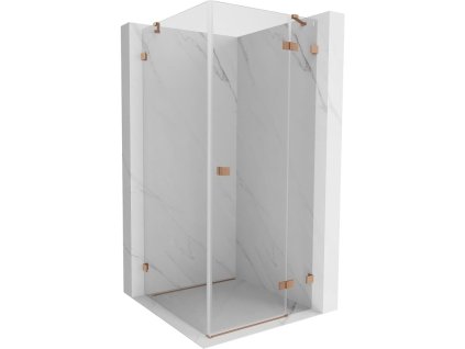 MEXEN/S - Lunar sprchový kout dveře křídlové pravá 100 x 100, transparent, měď kartáčovaná 834-100-100-65-00-P