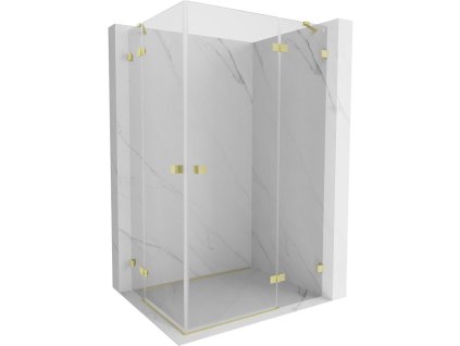 MEXEN/S - Lunar Duo sprchový kout dveře křídlové pravá 75 x 70, transparent, zlato kartáčovaná 834-075P-070L-55-00