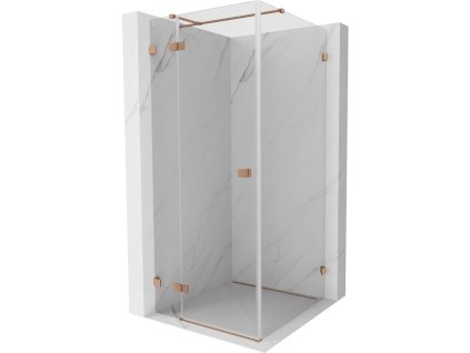 MEXEN/S - Lunar T sprchový kout dveře křídlové levá 100 x 100, transparent, měď kartáčovaná 834T-100-100-65-00-L