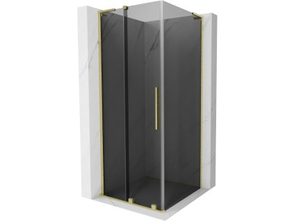 MEXEN/S - Velar L sprchový kout, posuvné dveře 100 x 100, grafit, zlato kartáčovaná 871-100-100-43-55