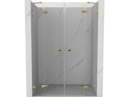 MEXEN/S - Lunar Duo sprchové dveře křídlové 140, transparent, zlatá 834D-140-000-50-00