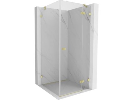 MEXEN/S - Lunar sprchový kout dveře křídlové pravá 100 x 100, transparent, zlato kartáčovaná 834-100-100-55-00-P