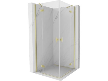 MEXEN/S - Mist H Duo sprchový kout dveře křídlové 105 x 105, transparent, zlato kartáčovaná 8A5-105L-105P-55-00