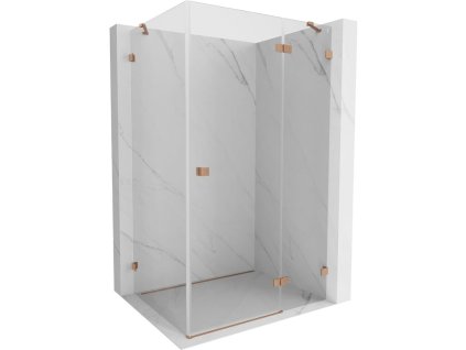 MEXEN/S - Lunar sprchový kout dveře křídlové pravá 95 x 80, transparent, měď kartáčovaná 834-095-080-65-00-P