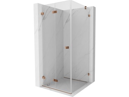 MEXEN/S - Lunar-F sprchový kout skládací dveře levá 100 x 100, transparent, różowe złot 836-100-100-60-00-L