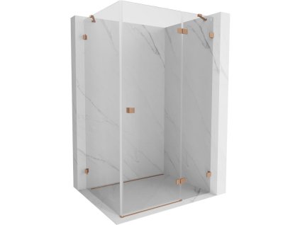 MEXEN/S - Lunar sprchový kout dveře křídlové pravá 70 x 80, transparent, měď kartáčovaná 834-070-080-65-00-P