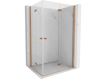 MEXEN/S - Mist-F Duo sprchový kout skládací dveře pravá 90 x 100, transparent, měď kartáčovaná 8A6-090L-100P-65-00