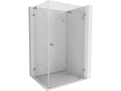 MEXEN/S - Lunar-F L sprchový kout skládací dveře pravá 95 x 70, transparent, měď kartáčovaná 836L-095-070-65-00-P