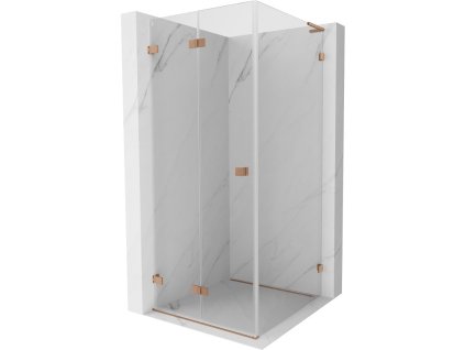 MEXEN/S - Lunar-F L sprchový kout skládací dveře levá 80 x 80, transparent, měď kartáčovaná 836L-080-080-65-00-L