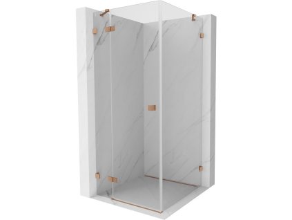 MEXEN/S - Lunar sprchový kout dveře křídlové levá 80 x 80, transparent, měď kartáčovaná 834-080-080-65-00-L