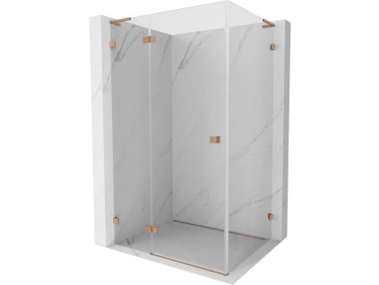 MEXEN/S - Lunar L sprchový kout dveře křídlové levá 75 x 80, transparent, měď kartáčovaná 834L-075-080-65-00-L