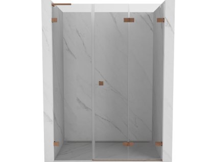 MEXEN/S - Lunar-F L skládací sprchové dveře pravé 150, transparent, měď kartáčovaná 836SL-150-050-65-00-P