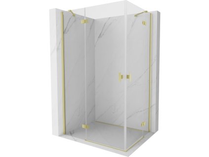 MEXEN/S - Mist H Duo sprchový kout dveře křídlové 100 x 85, transparent, zlato kartáčovaná 8A5-100L-085P-55-00