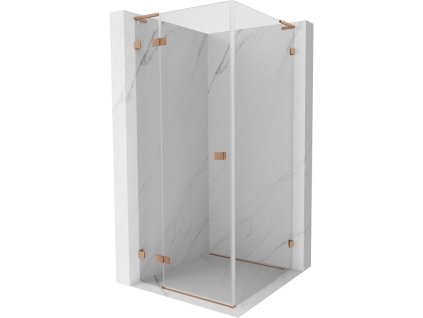 MEXEN/S - Lunar L sprchový kout dveře křídlové levá 80 x 80, transparent, měď kartáčovaná 834L-080-080-65-00-L