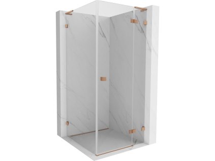 MEXEN/S - Lunar L sprchový kout dveře křídlové pravá 80 x 80, transparent, měď kartáčovaná 834L-080-080-65-00-P