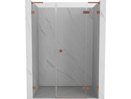 MEXEN/S - Lunar L sprchové dveře křídlové pravé 155, transparent, měď kartáčovaná 834SL-155-050-65-00-P