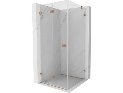 MEXEN/S - Lunar-F sprchový kout skládací dveře levá 70 x 70, transparent, měď kartáčovaná 836-070-070-65-00-L