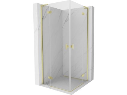 MEXEN/S - Mist-H L Duo sprchový kout dveře křídlové 75 x 75, transparent, zlato kartáčovaná 8A5L-075L-075P-55-00