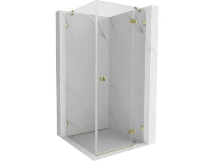 MEXEN/S - Lunar sprchový kout dveře křídlové pravá 80 x 80, transparent, zlato 834-080-080-50-00-P