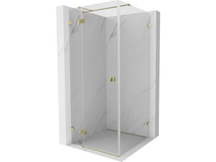 MEXEN/S - Lunar T sprchový kout dveře křídlové levá 80 x 80, transparent, zlato 834T-080-080-50-00-L