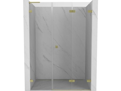 MEXEN/S - Lunar-F L skládací sprchové dveře pravé 150, transparent, zlatá kartáčovaná 836SL-150-050-55-00-P
