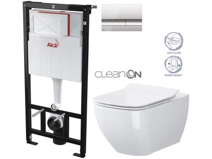 Předstěnový instalační systém s chromovým tlačítkem M1721 + WC CERSANIT CLEANON VIRGO + SEDÁTKO AM101/1120 M1721 ME1