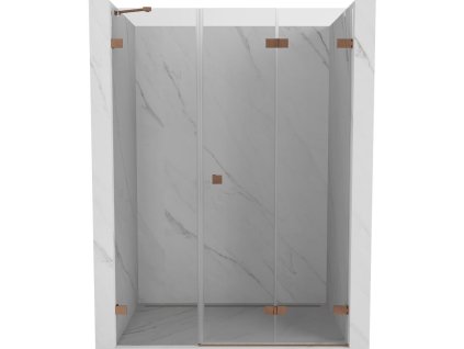 MEXEN/S - Lunar-F skládací sprchové dveře pravé 125, transparent, měď kartáčovaná 836S-125-050-65-00-P