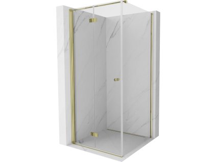 MEXEN/S - Mist-F sprchový kout skládací dveře levá 110 x 110, transparent, zlato 8A6T-110-110-50-00-L