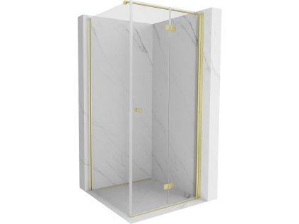 MEXEN/S - Mist-F sprchový kout skládací dveře pravá 110 x 110, transparent, zlato kartáčovaná 8A6T-110-110-55-00-P