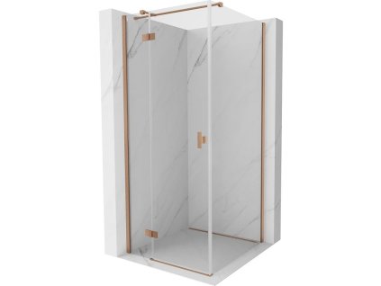 MEXEN/S - Mist H T sprchový kout dveře křídlové levá 110 x 110, transparent, měď kartáčovaná 8A5T-110-110-65-00-L