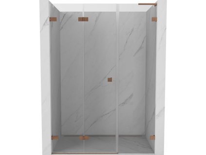 MEXEN/S - Lunar-F L skládací sprchové dveře levé 115, transparent, měď kartáčovaná 836SL-115-050-65-00-L