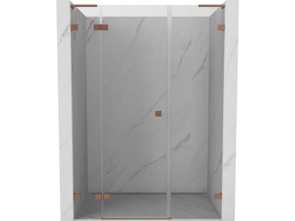 MEXEN/S - Lunar L sprchové dveře křídlové levé 130, transparent, měď kartáčovaná 834SL-130-050-65-00-L