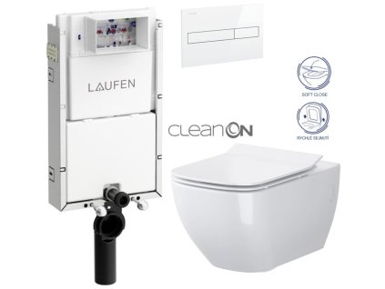 LAUFEN Podomít. systém LIS TW1 SET s bílým tlačítkem + WC CERSANIT VIRGO CLEANON + SEDÁTKO H8946630000001BI ME1