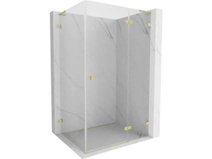 MEXEN/S - Lunar L sprchový kout dveře křídlové pravá 85 x 70, transparent, zlato kartáčovaná 834L-085-070-55-00-P