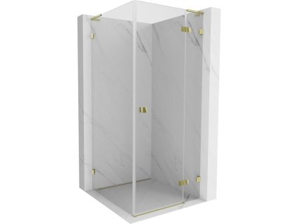 MEXEN/S - Lunar L sprchový kout dveře křídlové pravá 80 x 80, transparent, zlato 834L-080-080-50-00-P