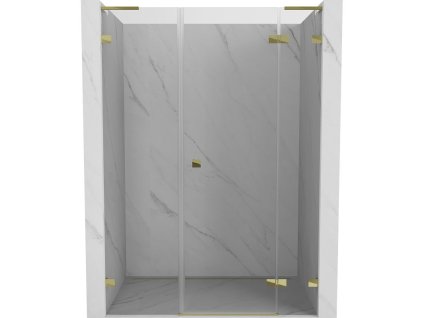 MEXEN/S - Lunar L sprchové dveře křídlové pravé 155, transparent, zlatá 834SL-155-050-50-00-P