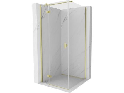 MEXEN/S - Mist H T sprchový kout dveře křídlové levá 110 x 110, transparent, zlato kartáčovaná 8A5T-110-110-55-00-L